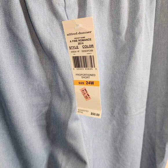 Alfred Dunner Pull On Pants 24W Proportioned Short Seafoam Blue Straight Leg NWT - Picture 4 of 6